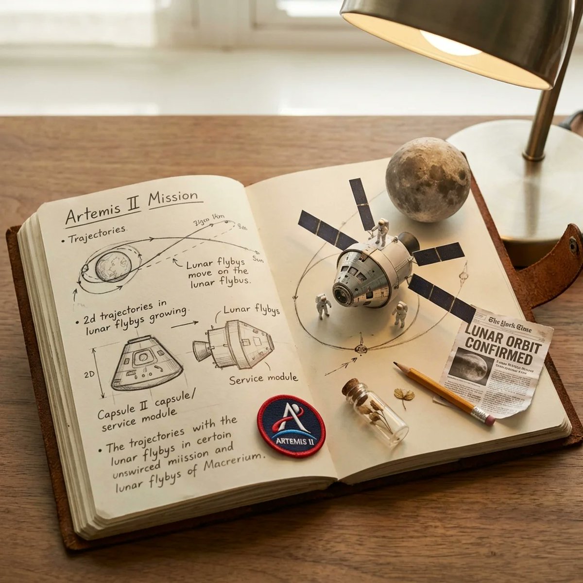 Nano Banana AI image generator example: Artemis II mission journal (Infographic)