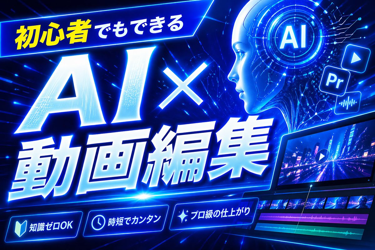 YouTube Thumbnail - Neon Blue AI Video Editing Thumbnail prompt example generated with GPT Image 2